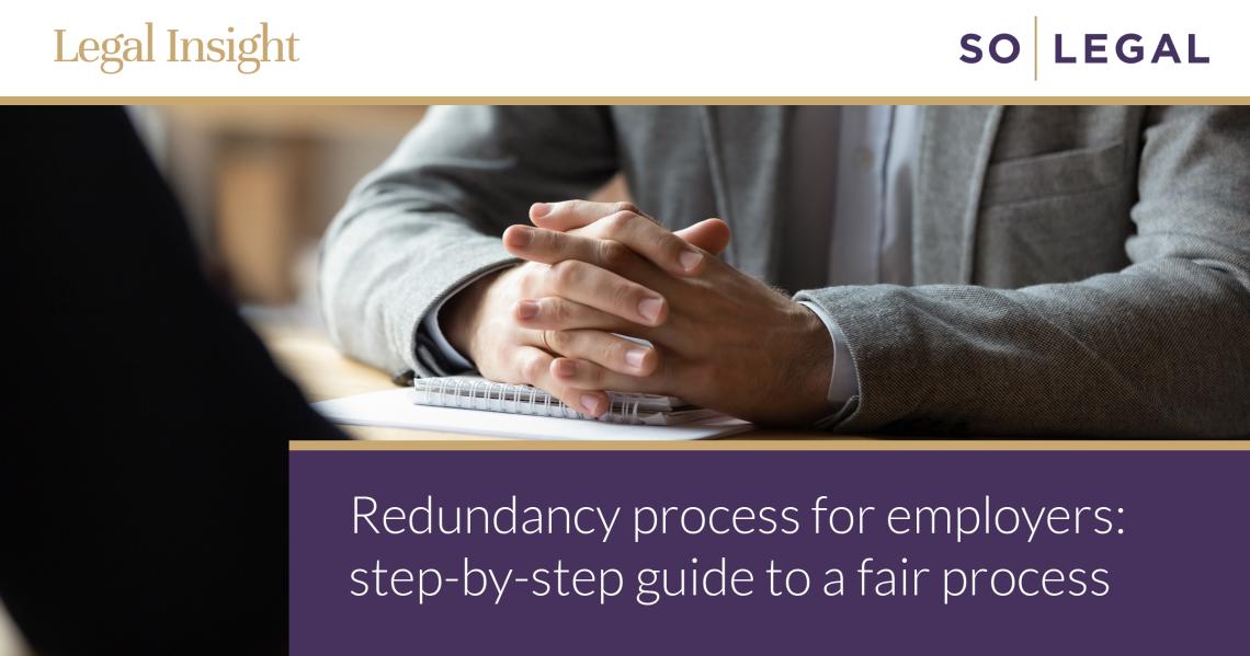 A businessperson with clasped hands during a redundancy process consultation.