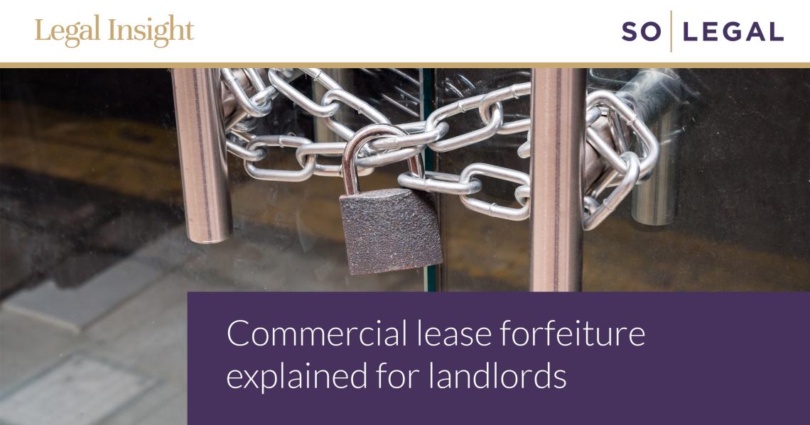 A locked door on a commercial property following a commercial lease forfeiture