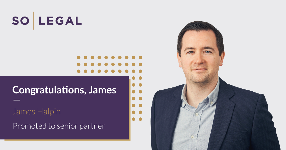 James Halpin pictured following his promotion to senior partner at SO Legal.