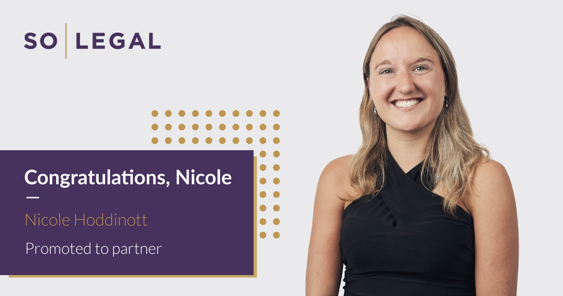 Image of solicitor Nicole Hoddinott promoted to partner at SO Legal