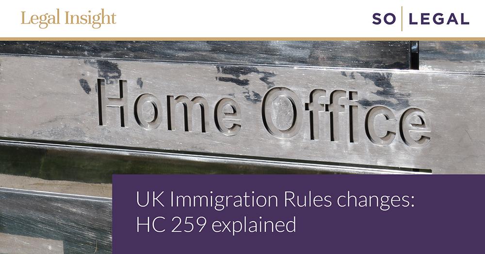 Close-up of the Home Office sign used to illustrate changes to the UK Immigration Rules introduced in July 2026.