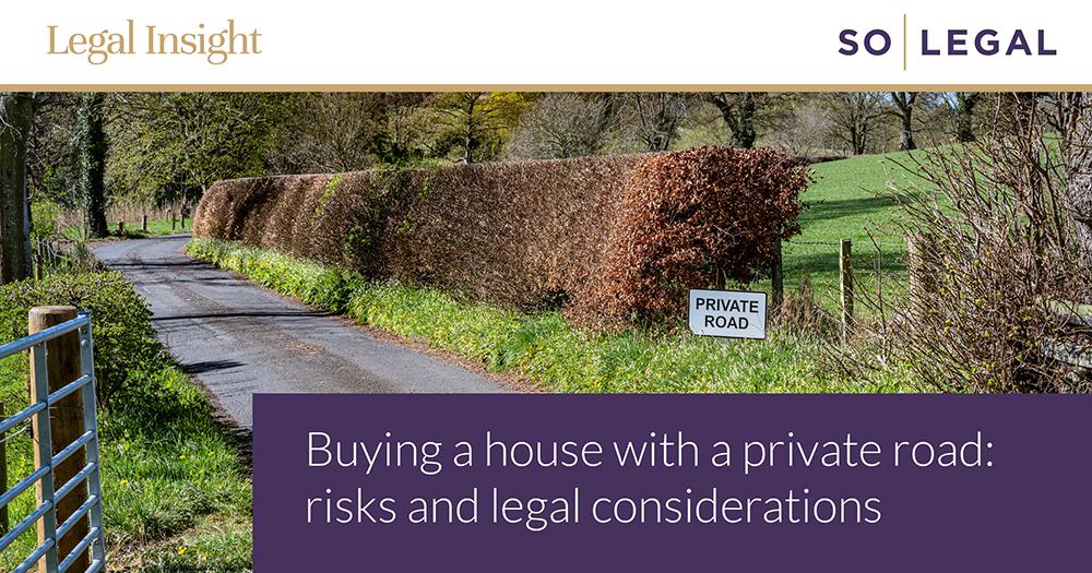 Private road leading to properties in a rural location